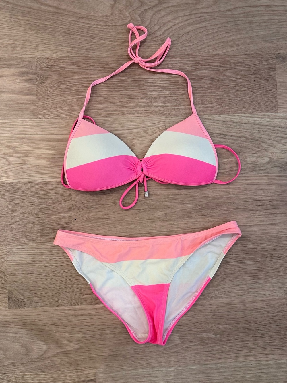 Body Glove Pink Striped Triangle Bikini Set